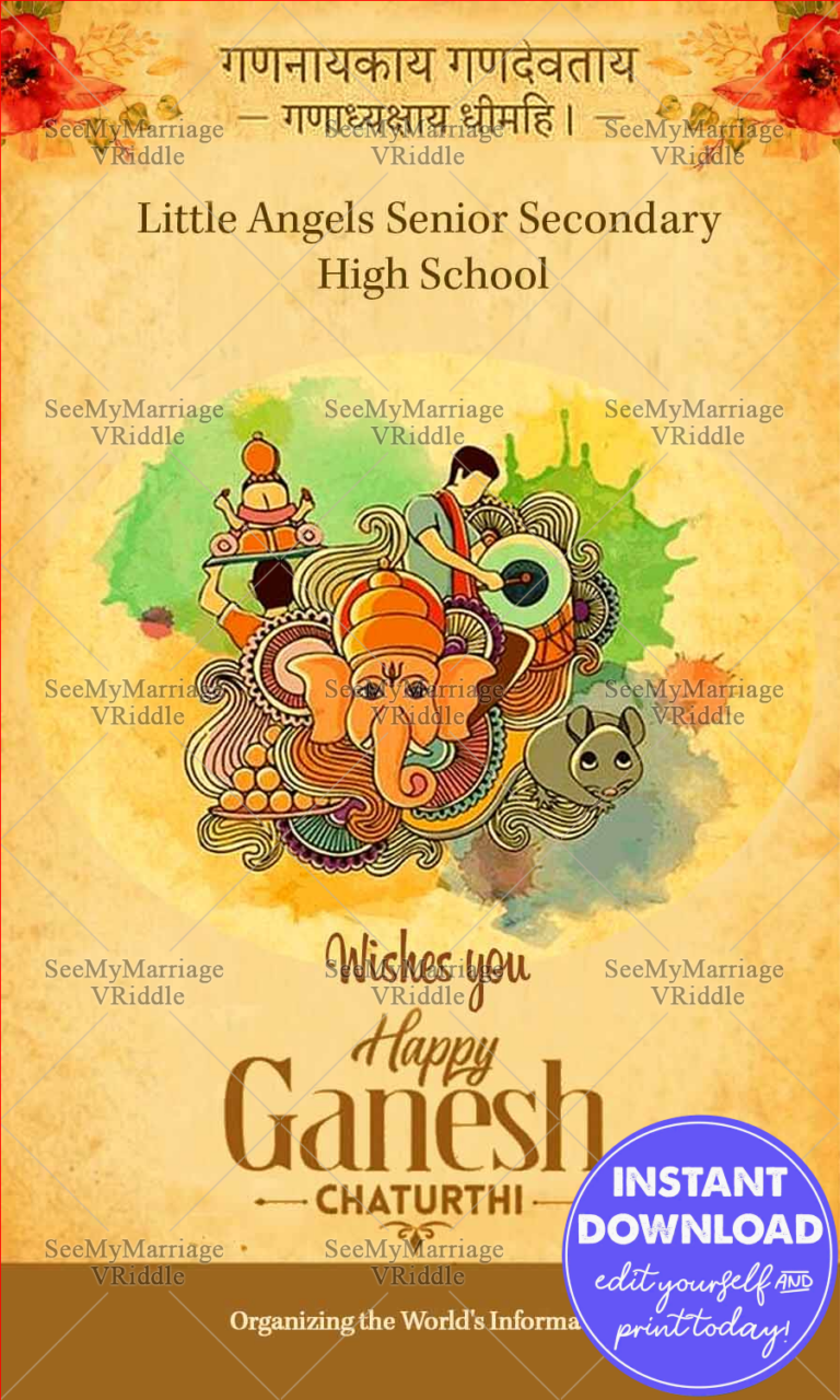Happy Ganesh Chaturdhi Wishes, Greetings, Personalize with Your Name, Business Name and Logo