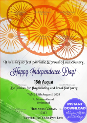 Tricolor Flag theme Independence Day Party Invite Card