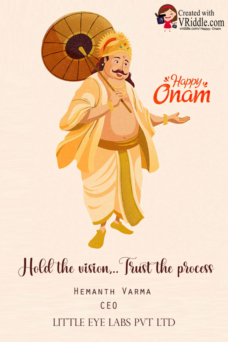 Happy onam greetings gold Mahabali Avtar Card