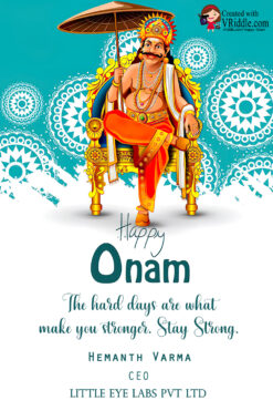 Onam wishes quotation and chakra theme background whatsapp card