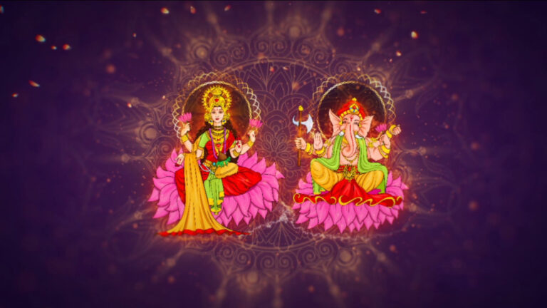 Traditional Violet Theme Customized Diwali Greetings With Lakshmi and Ganapati