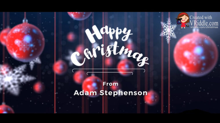 Red Theme Happy Christmas Greetings Video With Hanging Silver Stars