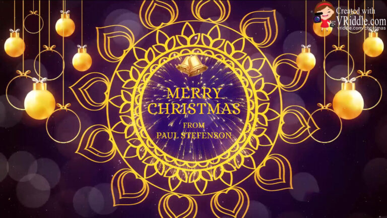 Violet Theme Golden Floral Animated Merry Christmas Greetings Animated Video