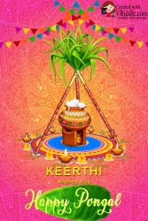 Pink theme Pongal Greeting Card