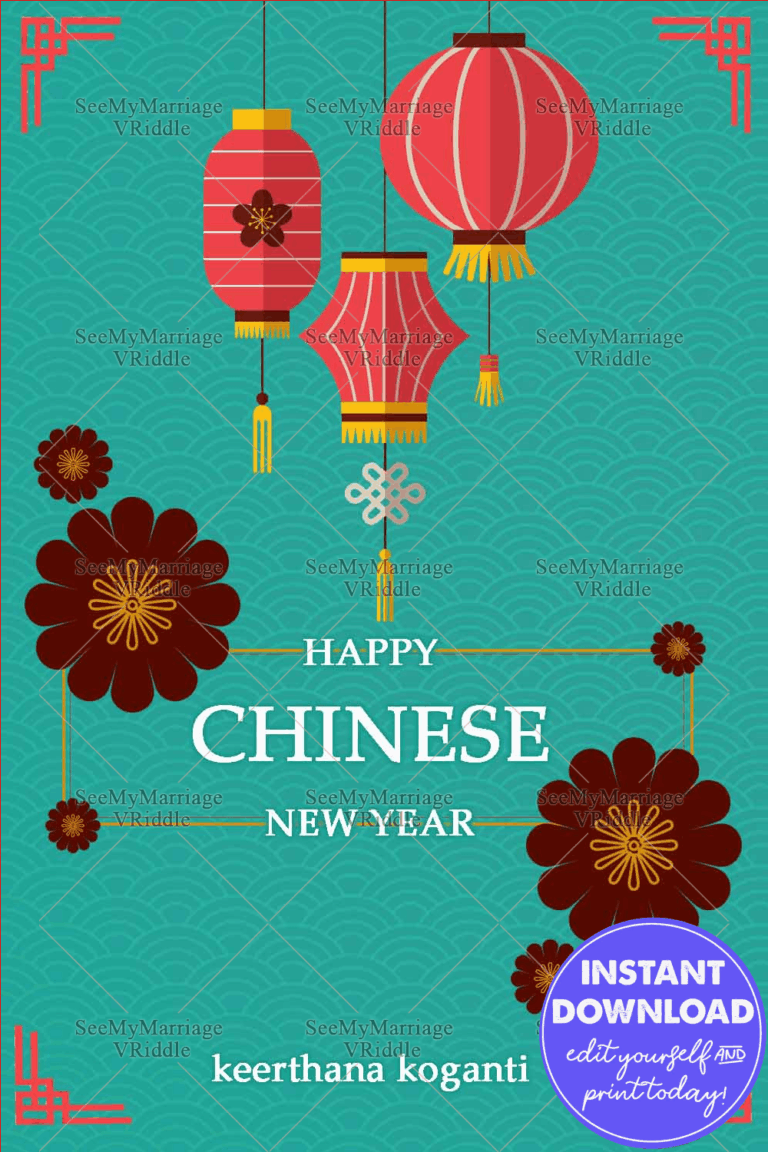 Blue Theme Chinese New Year greeting card With hanging lanterns hanging