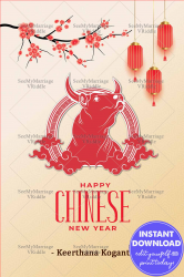 Chinese New year OX Theme Greeting Card with Cream Background