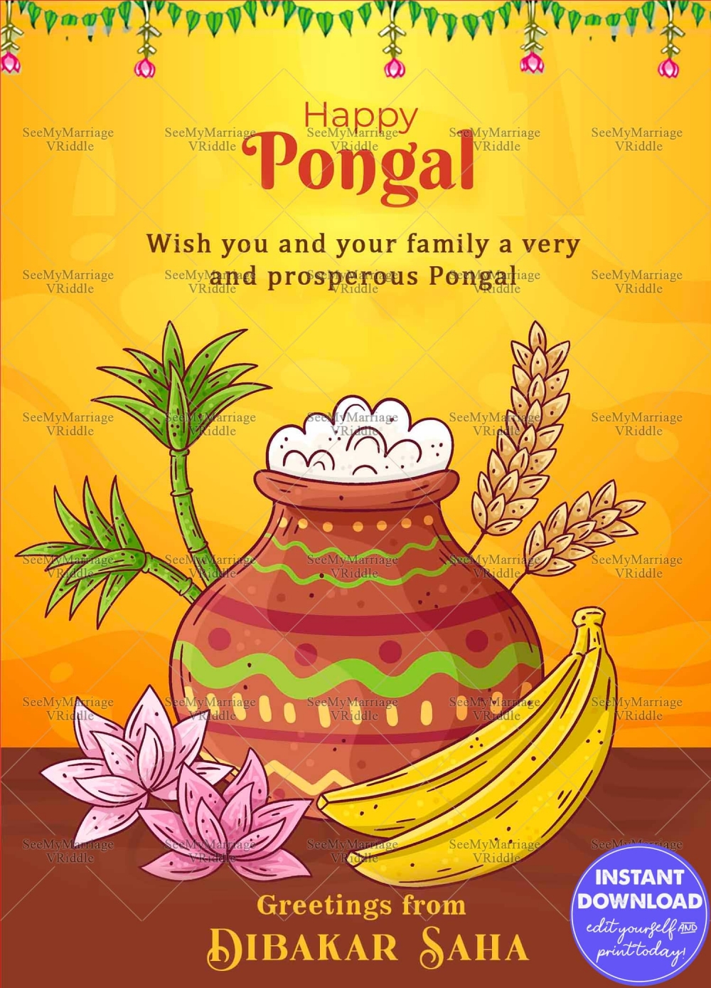 Creative Pongal Festival Greeting Card