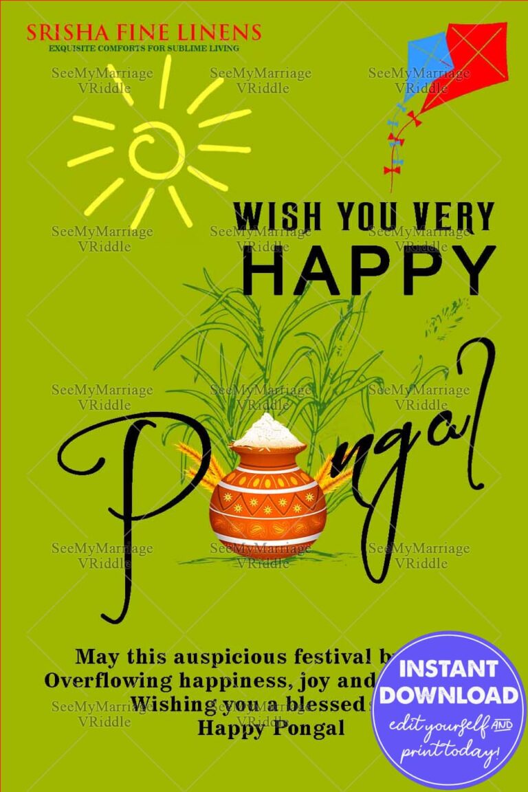 Green theme Pongal Greeting Card