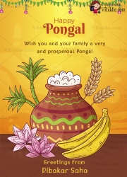 Creative Pongal Festival Greeting Card