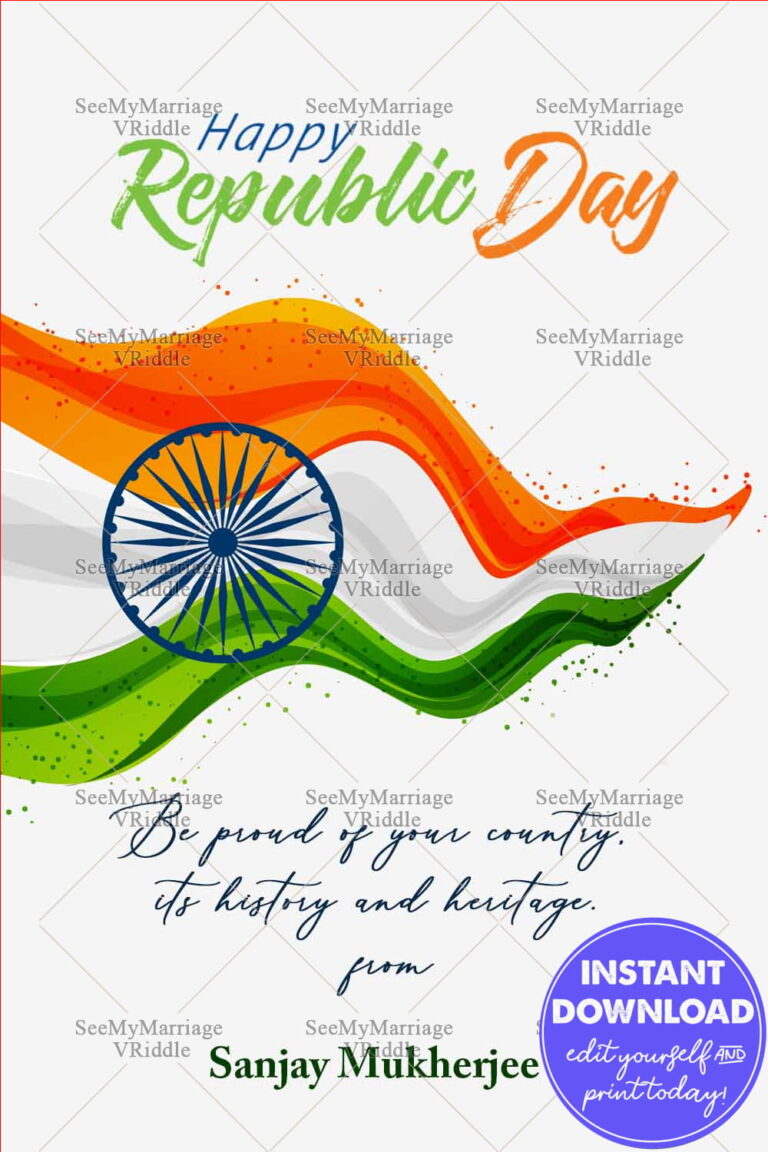 Happy Republic Day Flag and Quote Card
