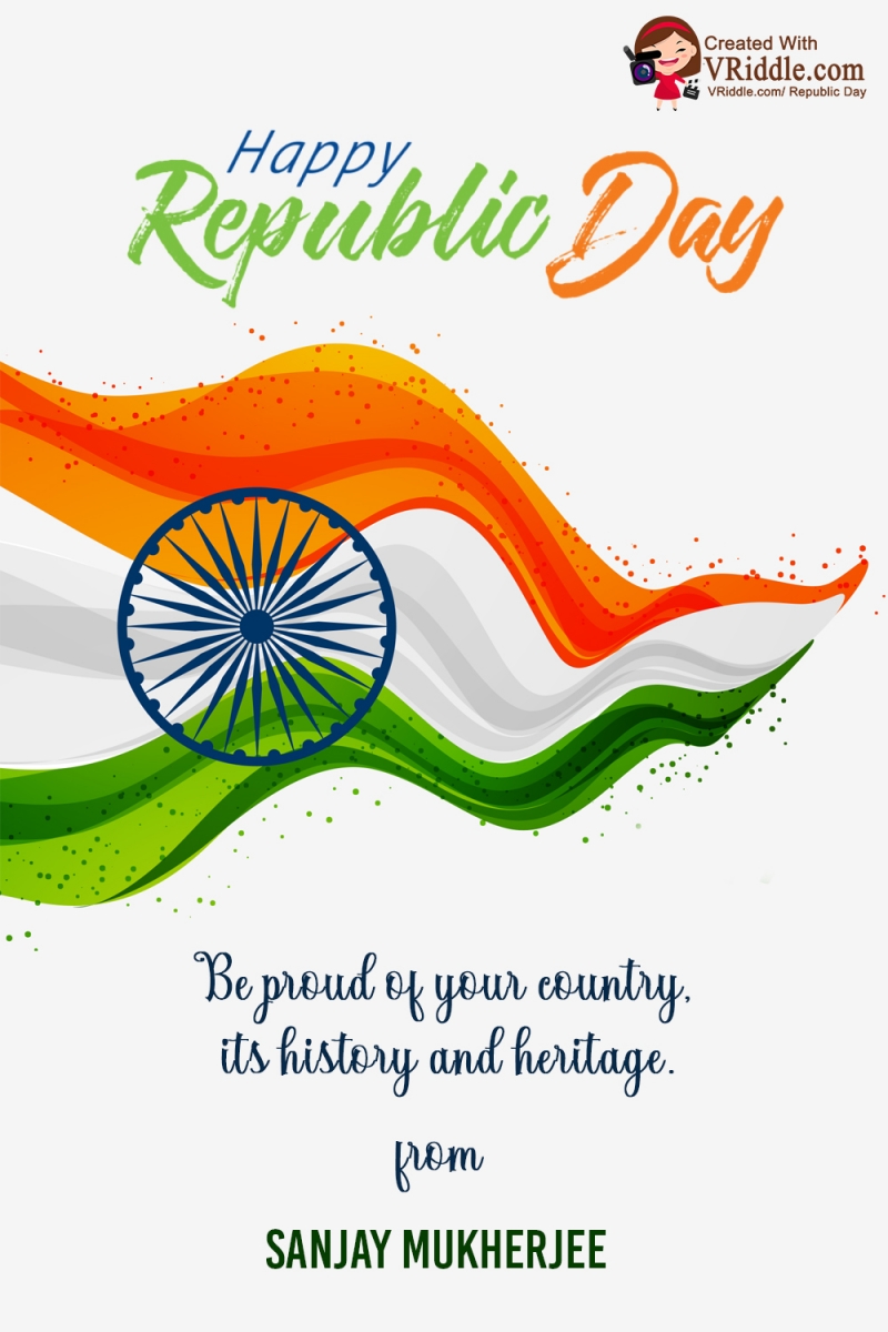 Happy Republic Day Flag and Quote Card VRiddle