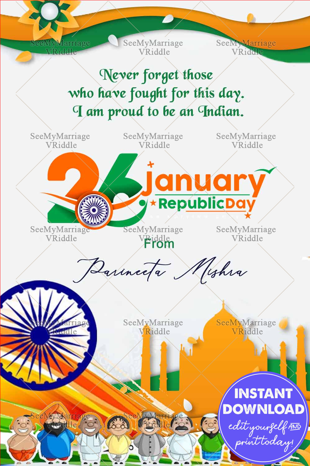 I Proud of my India Republic Day Card
