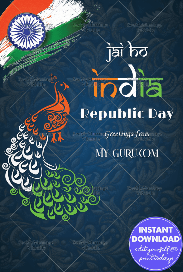 Jai Ho India Peacock theme Republic Day Greeting Card