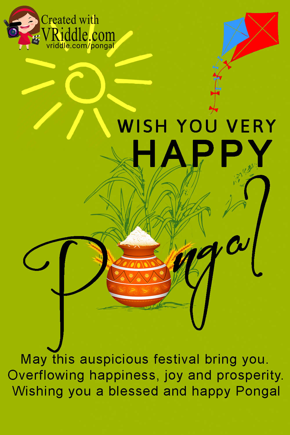 Green theme Pongal Greeting Card – VRiddle
