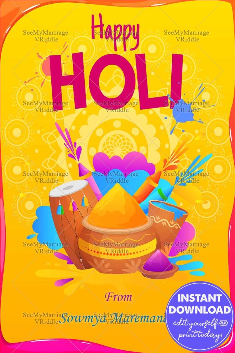 Happy Holi Express Your Love For Colors With Yellow Theme Holi Festival Greeting Card