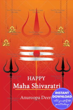Maha Shivaratri Greeting Card with Trishul