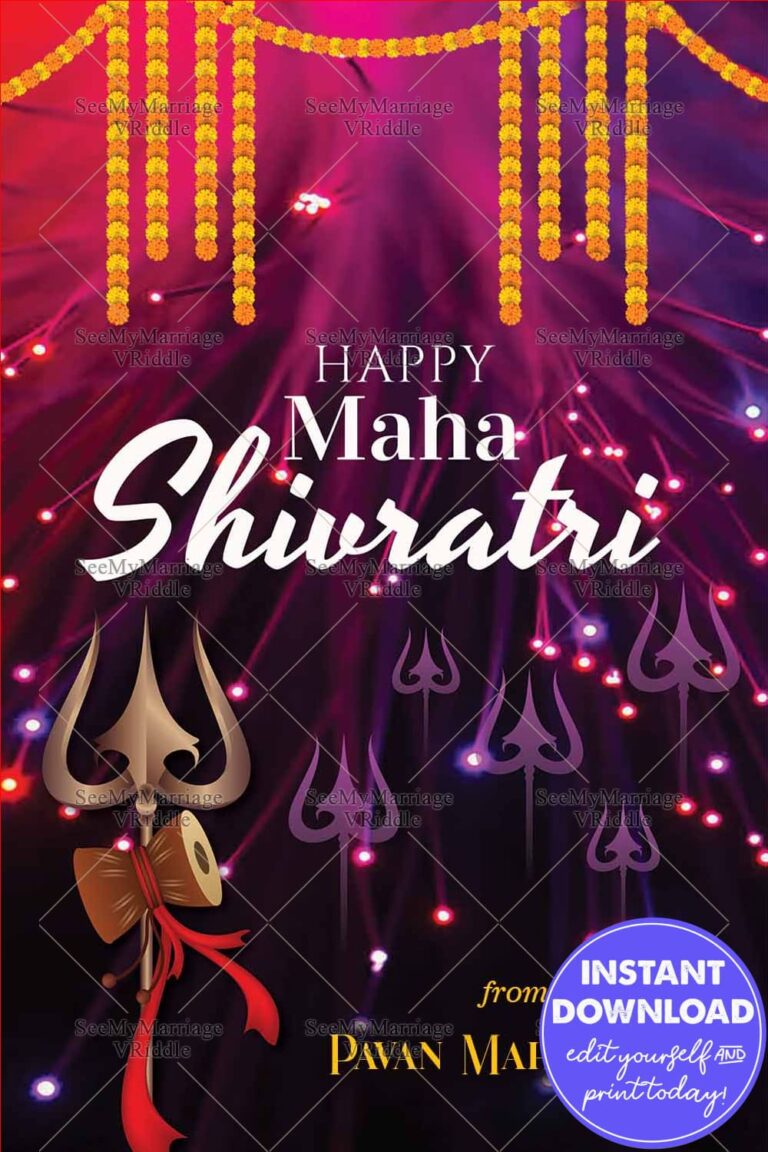 Maha Shivaratri Greeting Card with Trishul in Blue Background