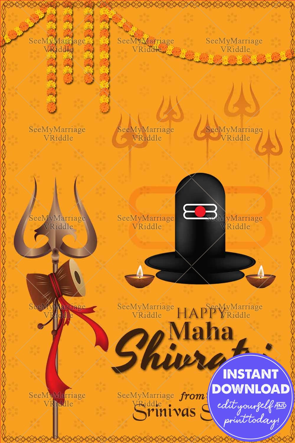 Om Namo Mahadev Aya Namaha Shivrathri Festival Greeting Card with Trisul and Lord Shiva Idol
