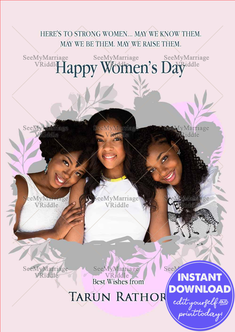 Pink theme Women's Day Greeting Card with Photo