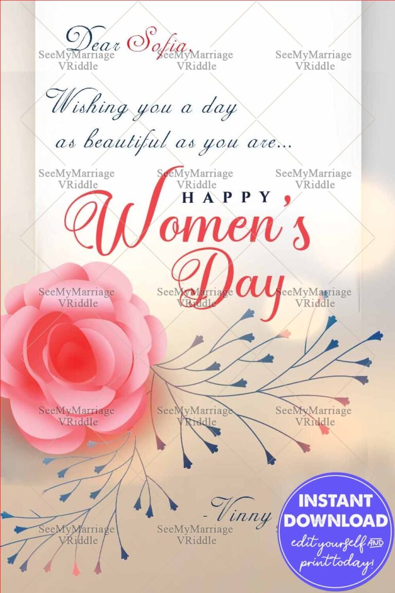 Women's Day Pink Rose Floral Greeting Card