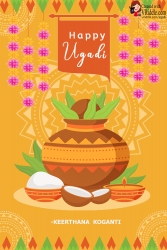 Ugadi Greeting Card in Yellow Ochre Theme