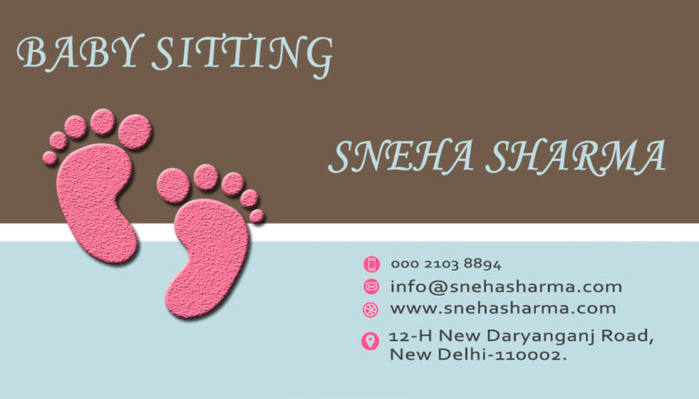 Brown and Green Theme Babysitting Business Card With Little Baby Toes