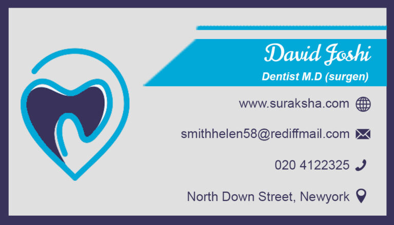 Grey and Navy Blue Theme Elegant Dentist Business Card