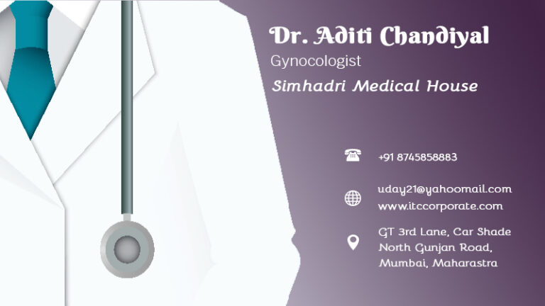 Doctor business card with blue background