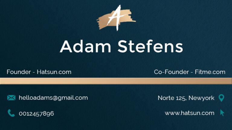 Corporate Style Self Intro Business Card with Black Theme Background