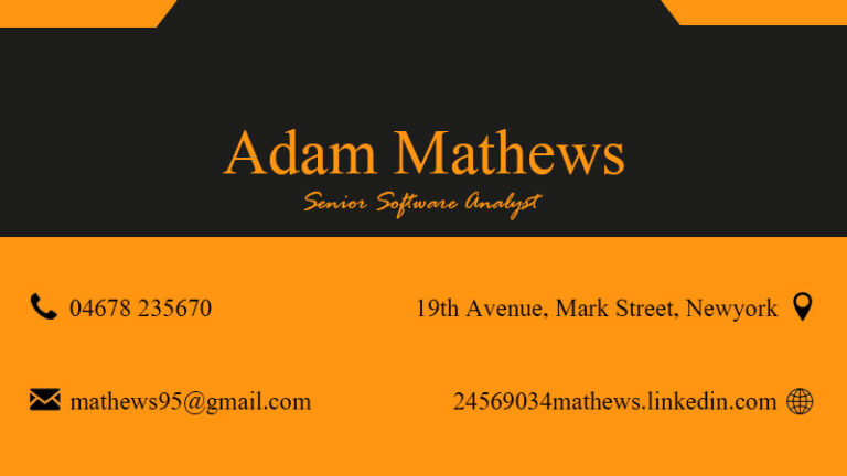 Personal Intro Business Card with Black and Yellow Background