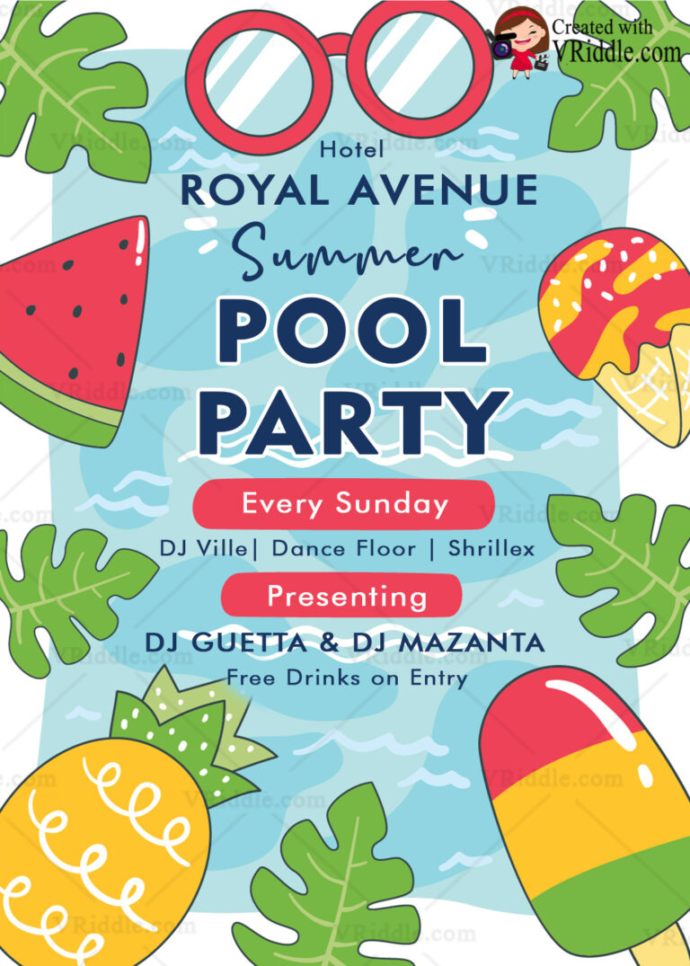 Summer Pool Party Flyer design