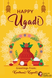 yellow theme Ugadi greeting card