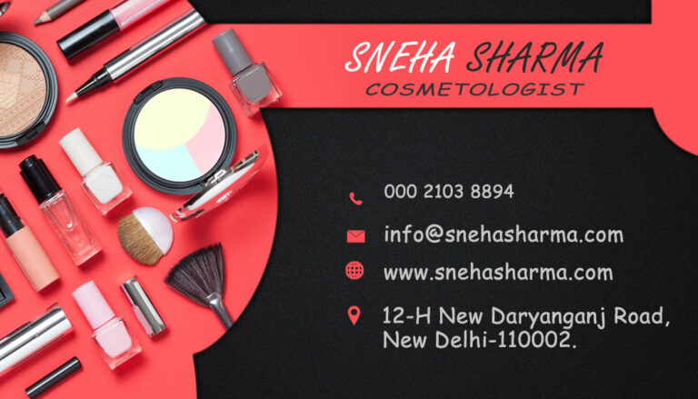 Peach and Black Theme Cosmetologist Business Card