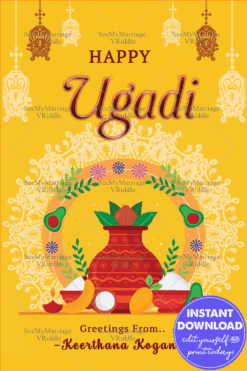 Ugadi Festival Traditional Greeting Card in Yellow Theme
