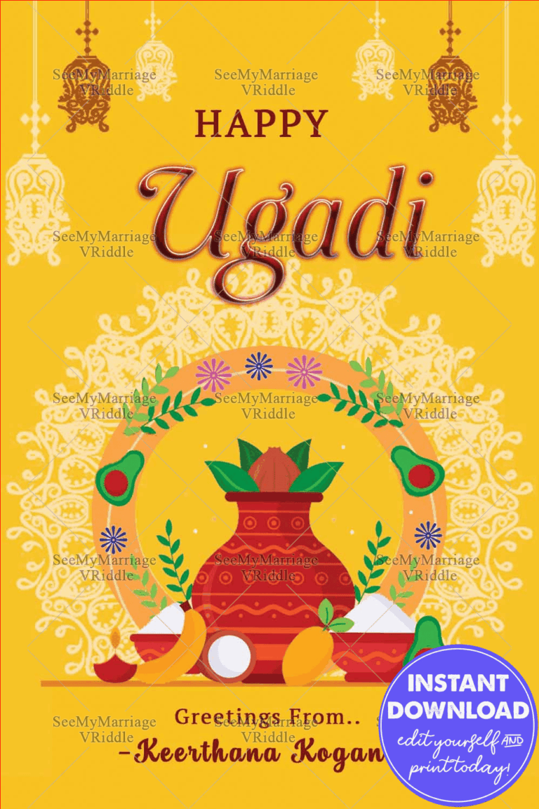 Ugadi Festival Traditional Greeting Card in Yellow Theme