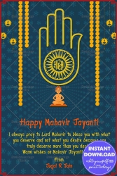 Blue theme Mahavir Jayanti Greeting Card