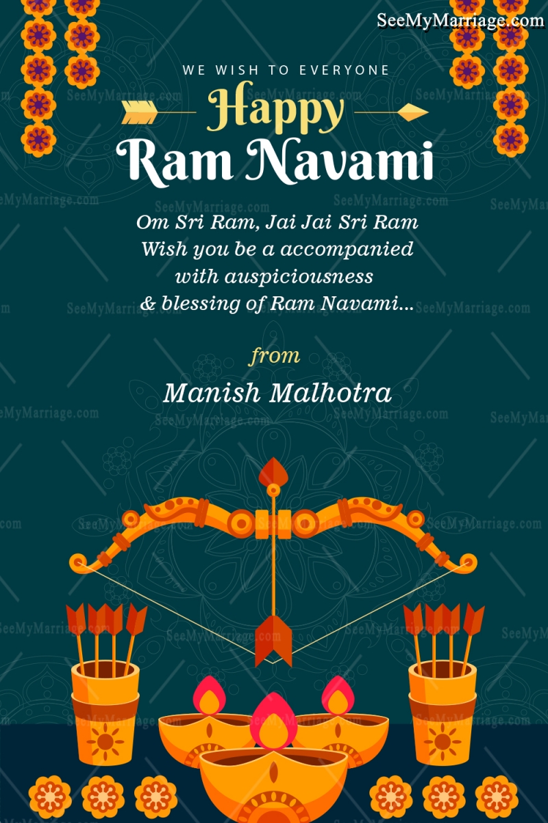 Bow and Arrow Ram Navami Greeting Card VRiddle