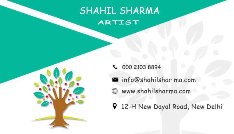 Green And White Theme Creative Artist Business Card