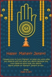 Blue theme Mahavir Jayanti Greeting Card