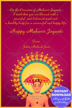 Red theme Mahavir Jayanti Greeting Card