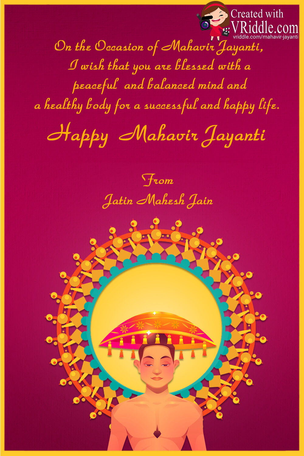 red theme greeting card, Mahavir Jayanti Greeting Card