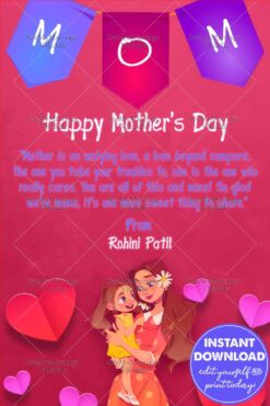 Hearts Decorated Mother's Day Ecard Greetings for WhatsApp