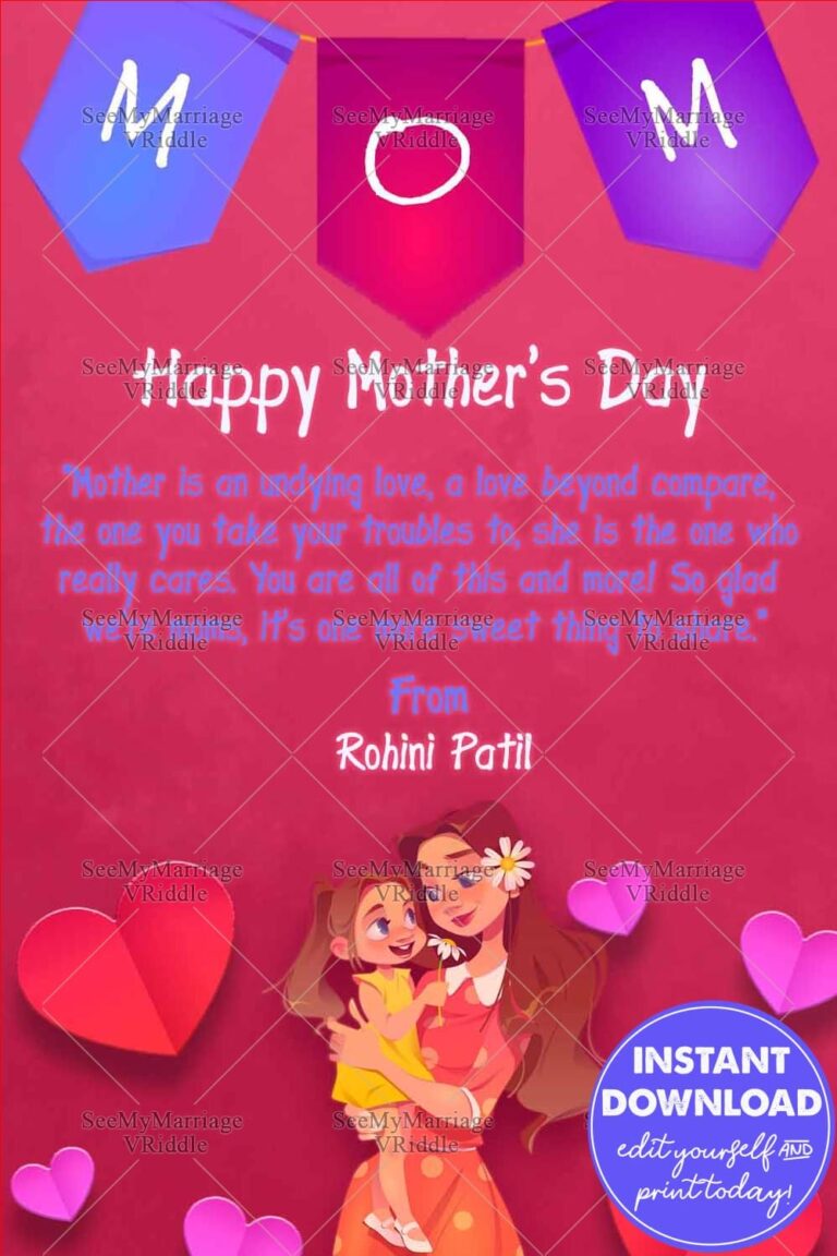 Hearts Decorated Mother's Day Ecard Greetings for WhatsApp