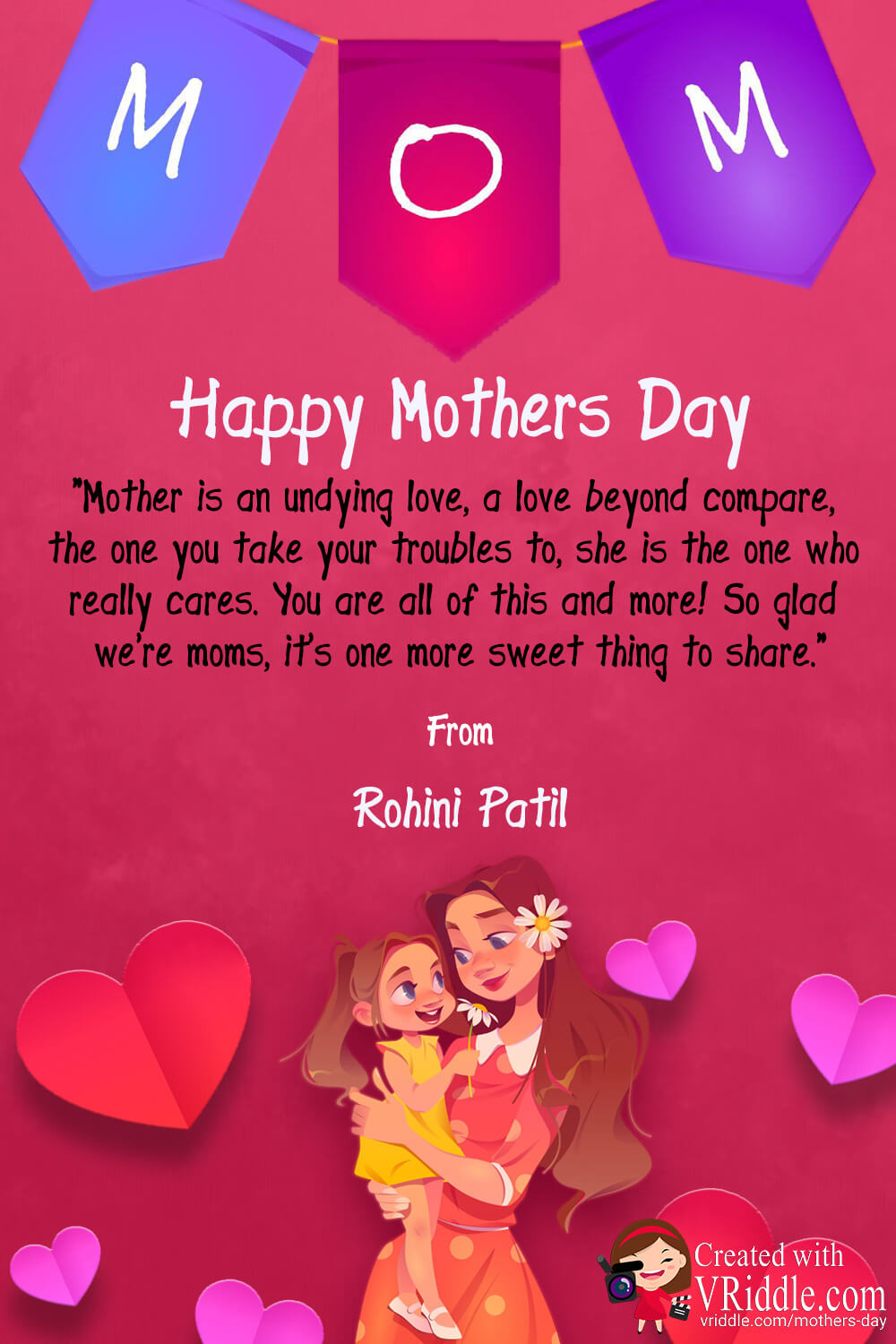 Hearts Decorated Mother's Day Ecard Greetings for WhatsApp – VRiddle