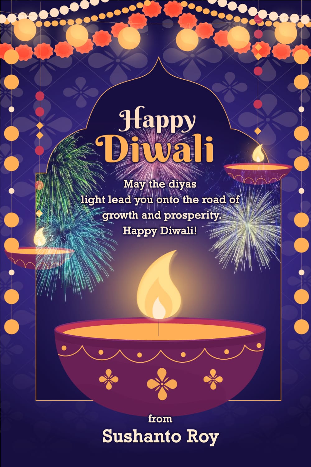 A Glowing Diya Diwali Animated GIF