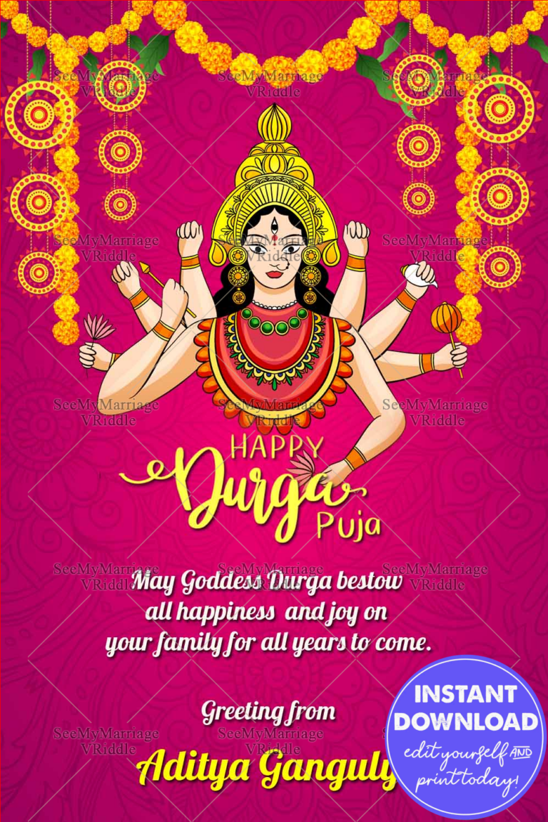 Maa Shakti Happy Durga Puja Greeting Card
