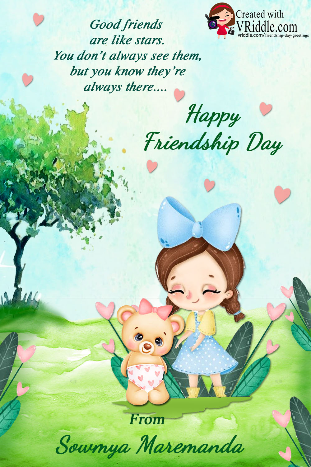 Dear Teddy Happy Friendship Day Greetings Card – VRiddle