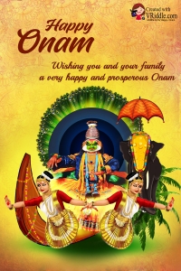 Onam Kadhakali Greeting Card Yellow Background Theme – VRiddle