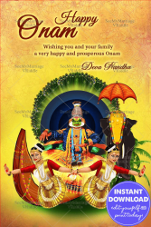 Onam Kadhakali Greeting Card Yellow Background Theme