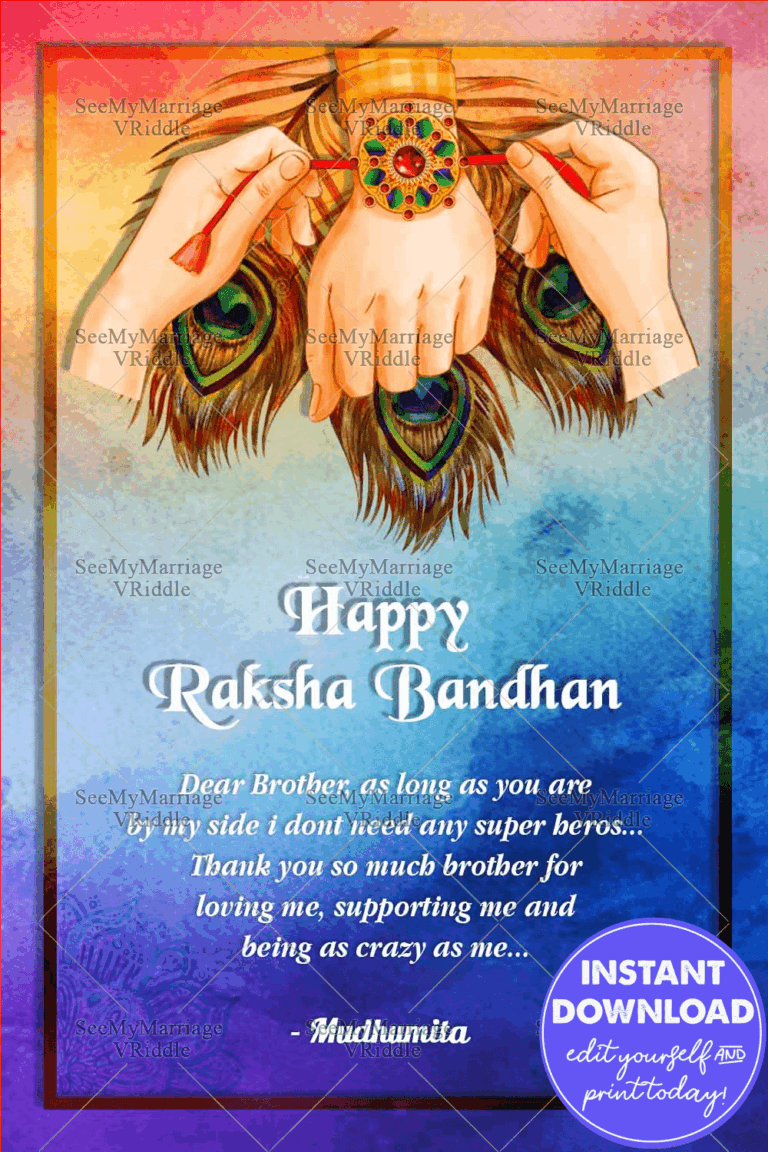 Peacock Feather And Hand Theme Happy Raksha Bandhan Card